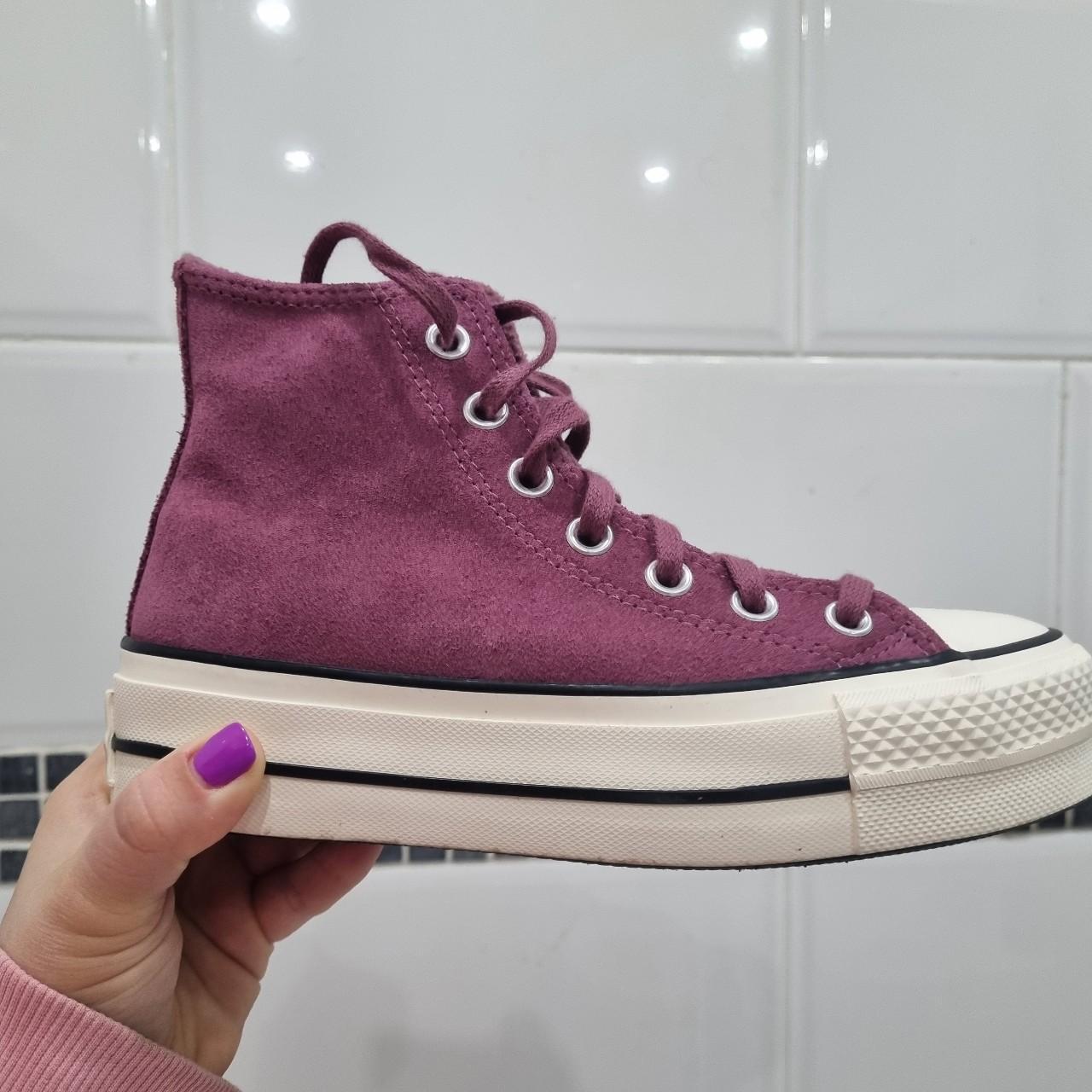Purple suede platform converse size 3 worn once... Depop
