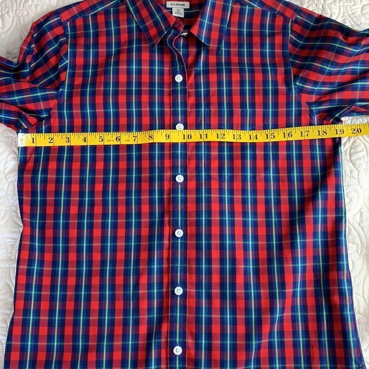 LL Bean button down Oxford shirt Red and blue plaid... - Depop