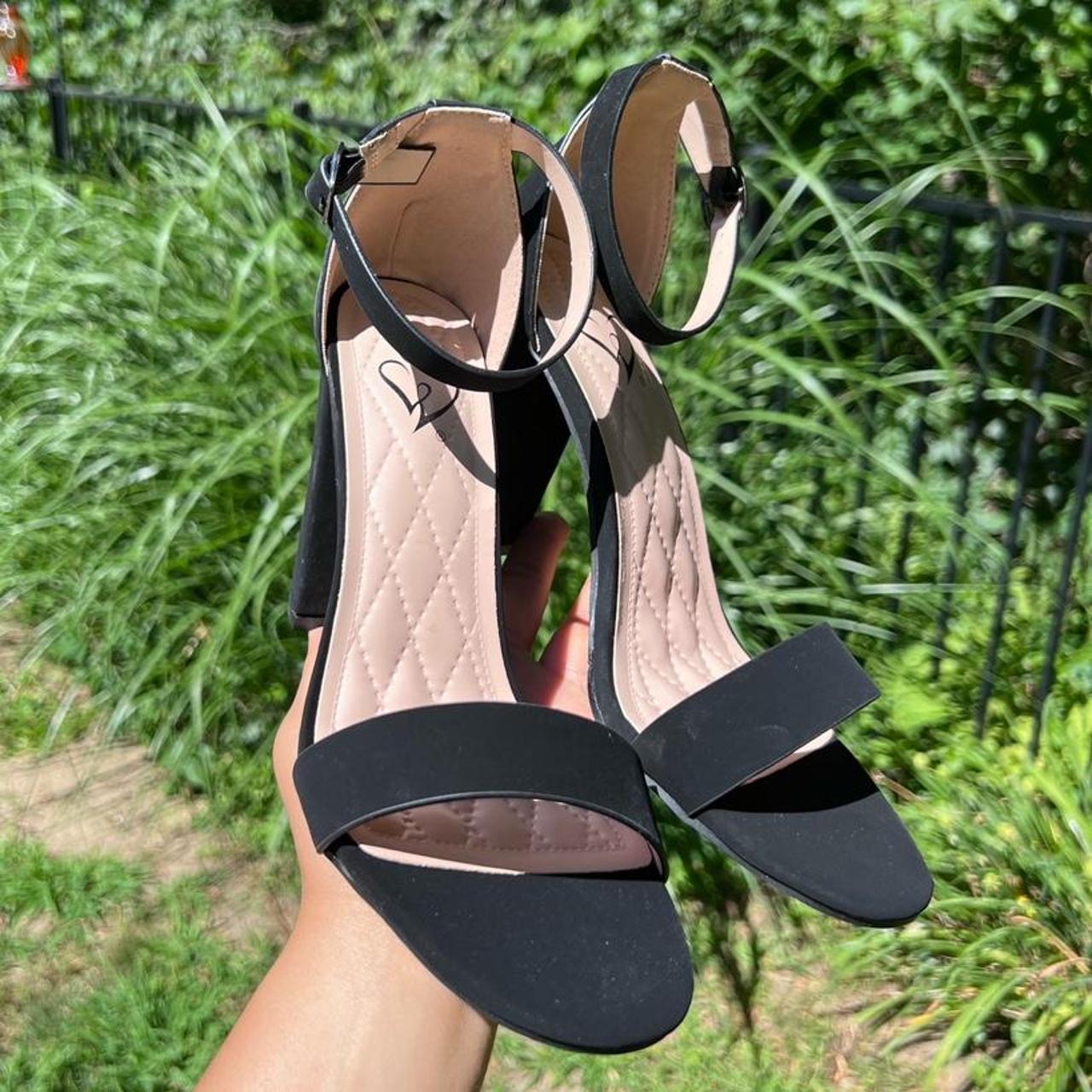 black strapless heels