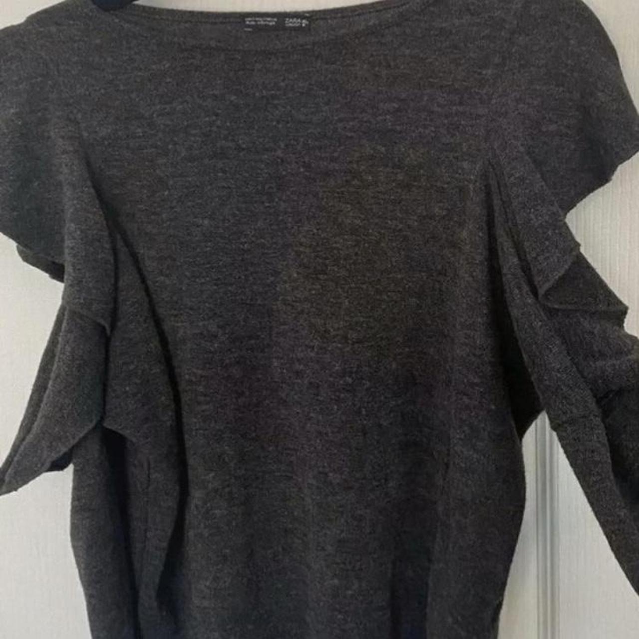 ZARA charcoal grey cut out shoulder jumper size Depop