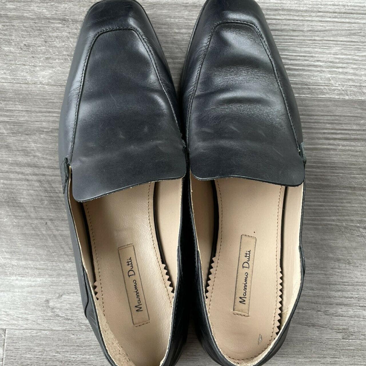 Massimo Dutti Black Leather Loafers Size 38 Portugal... - Depop