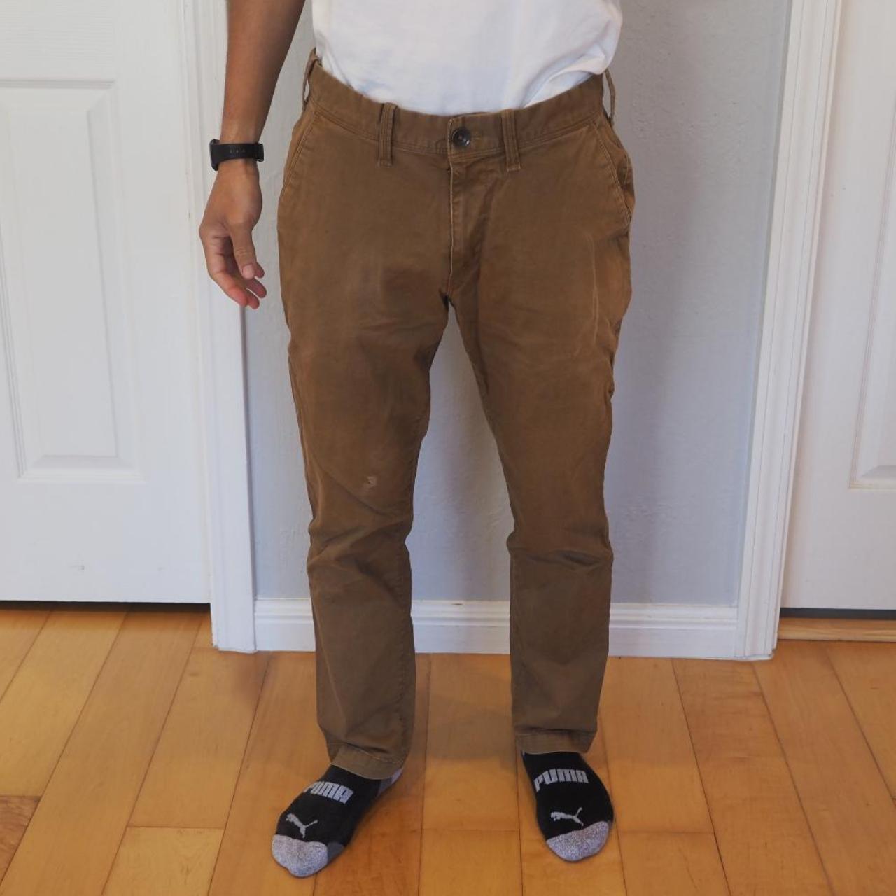 Express 30x30 Khaki Skinny Fit Stretch+ Pants Brown... Depop