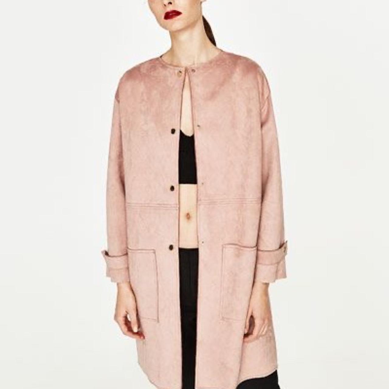 Zara faux suede coat on sale pink