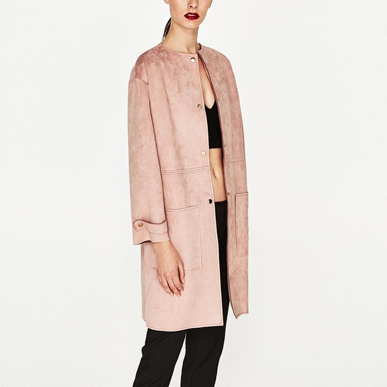 Zara faux hotsell suede coat pink