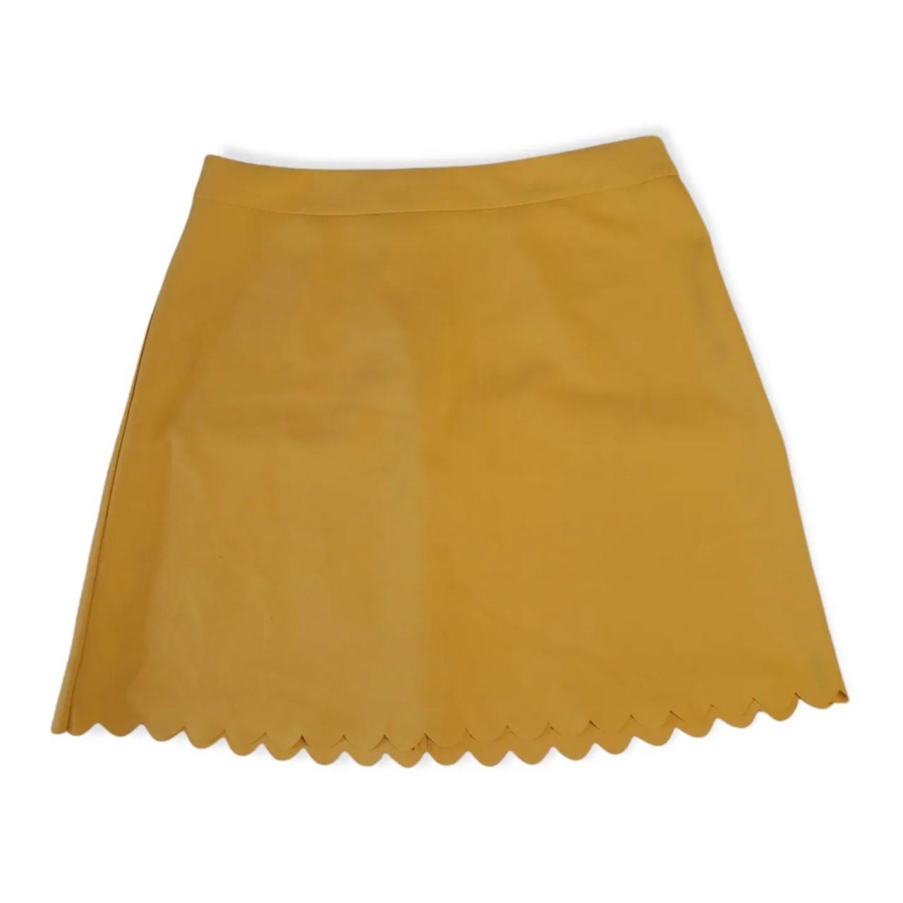 Banana Republic Mustard Yellow Scalloped Mini Skirt... Depop