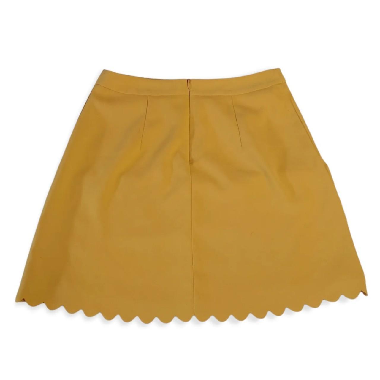 Banana Republic Mustard Yellow Scalloped Mini Skirt... Depop