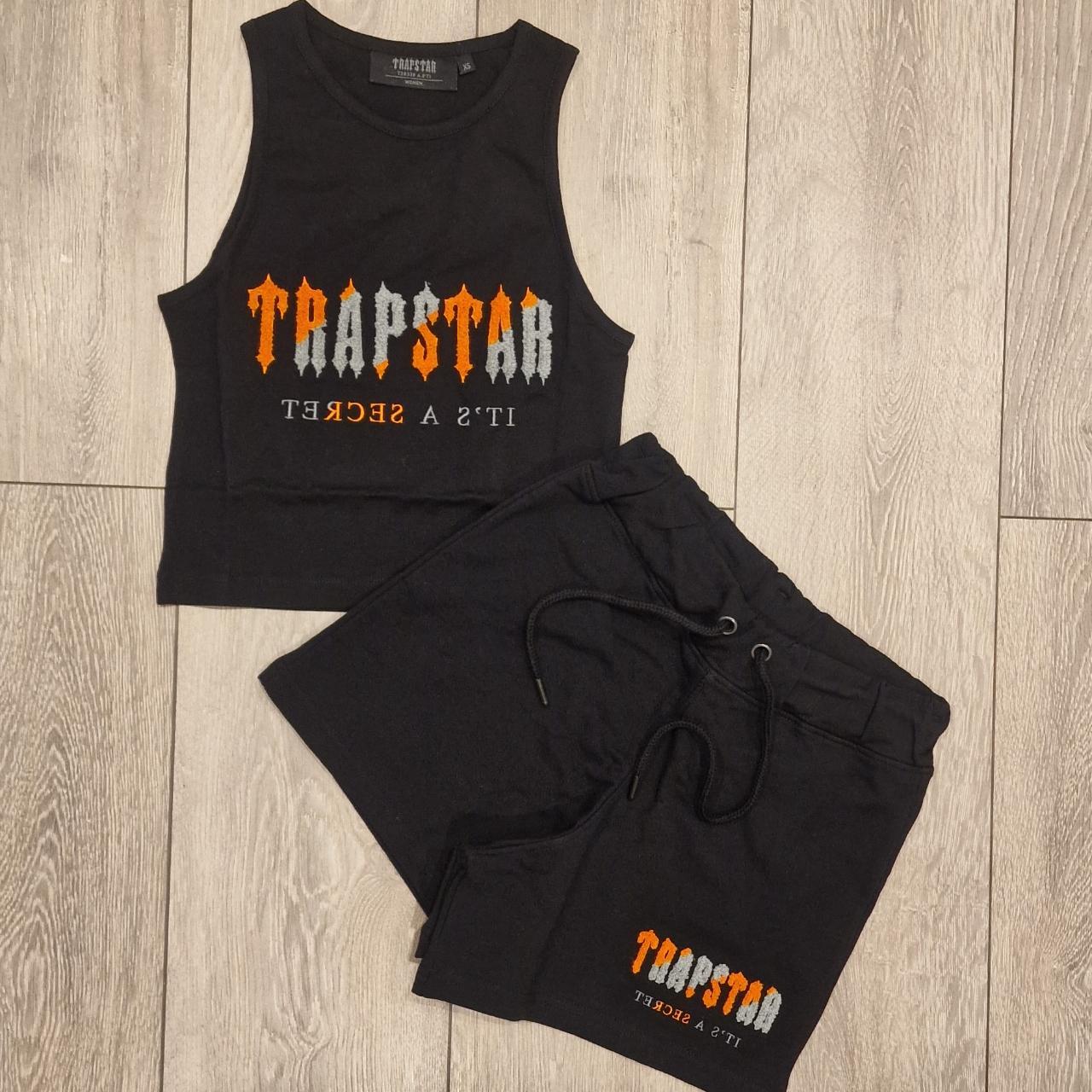 Trapstar Women's Black and Orange Playsuit-romper | Depop