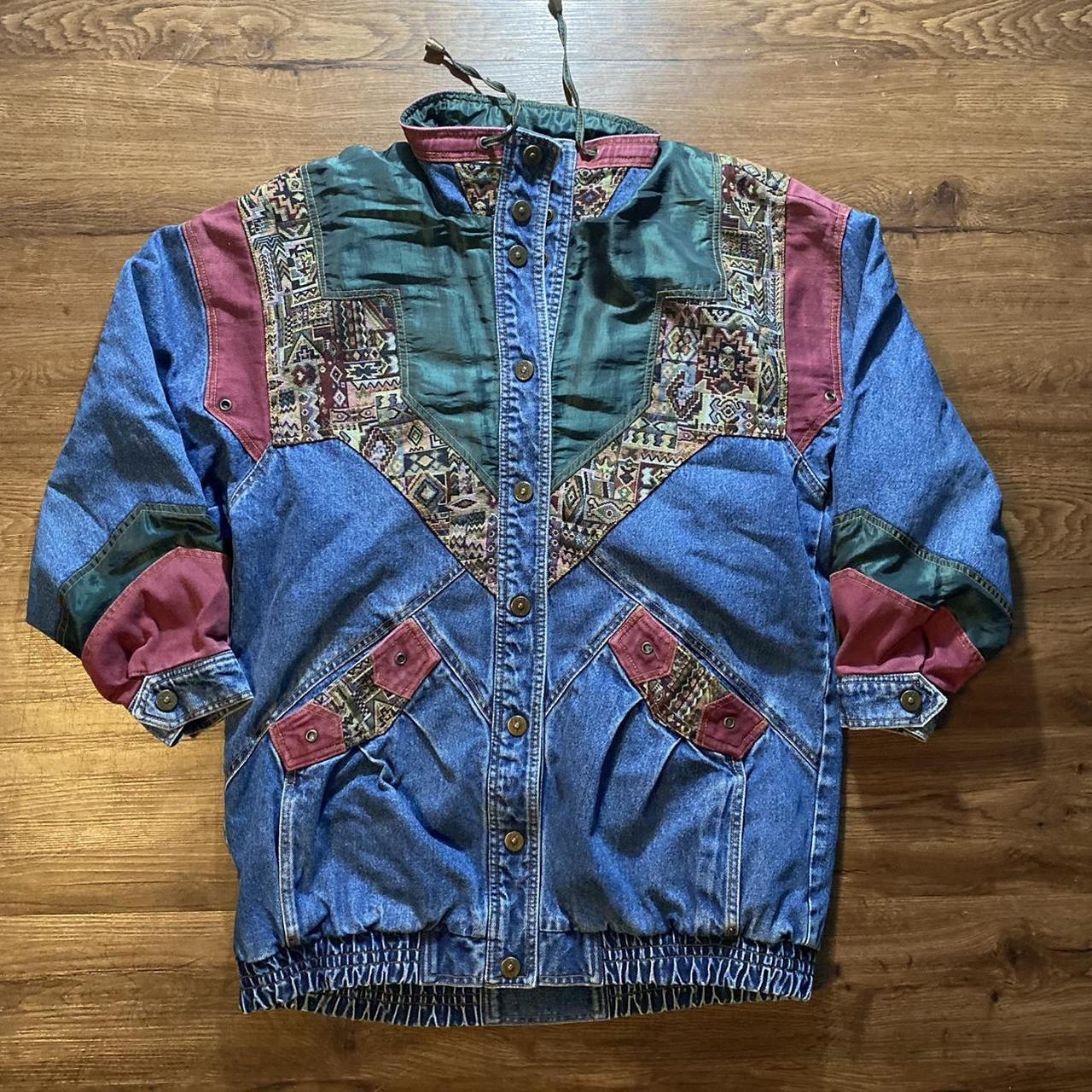 Vintage Current Seen Denim Jacket With Patchwork... - Depop