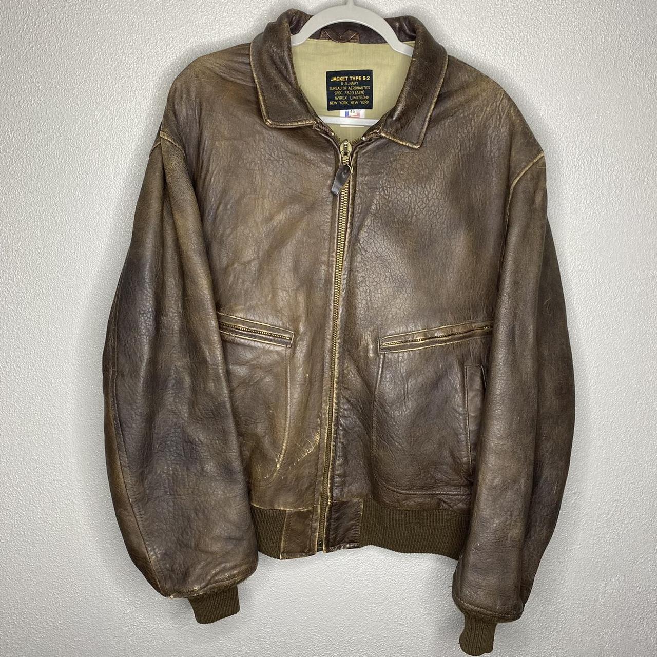 Vintage 1987 Avirex US Navy Type G-2 Leather Jacket... - Depop