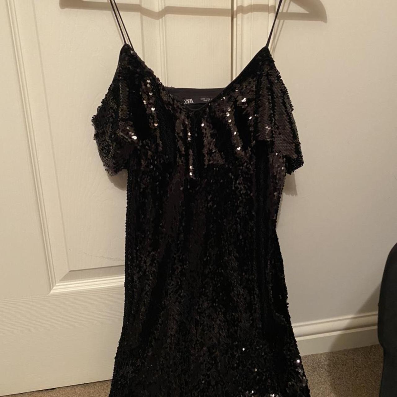 Zara Sequin Frill Dress Size Medium Amazing... - Depop