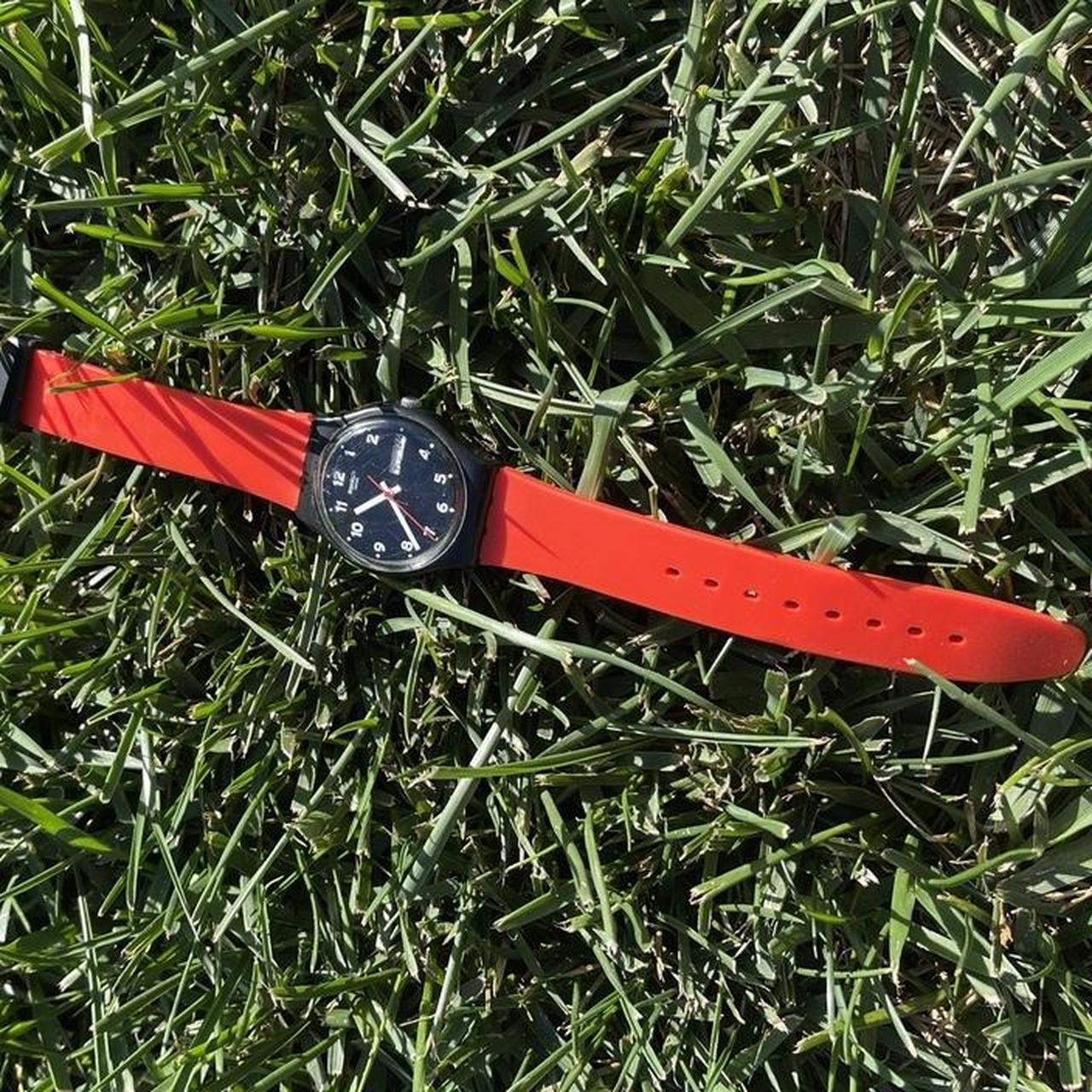Red and Black swatch watch! In great working... - Depop