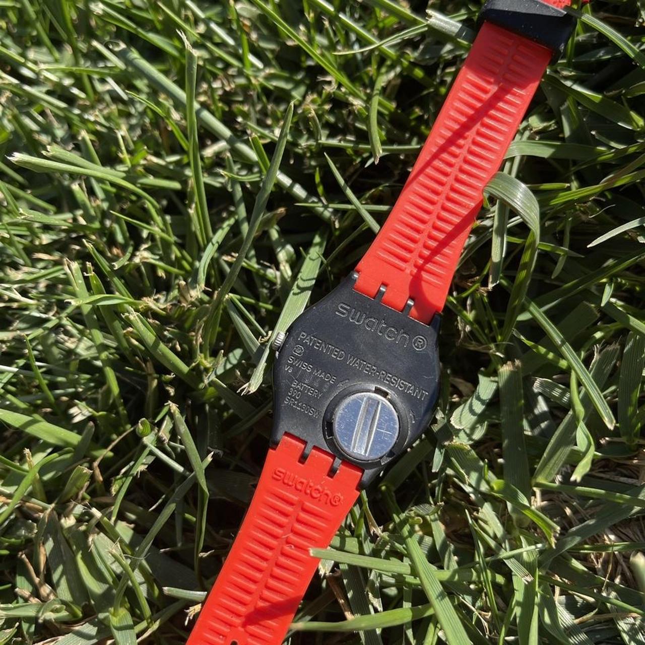 Red and Black swatch watch! In great working... - Depop