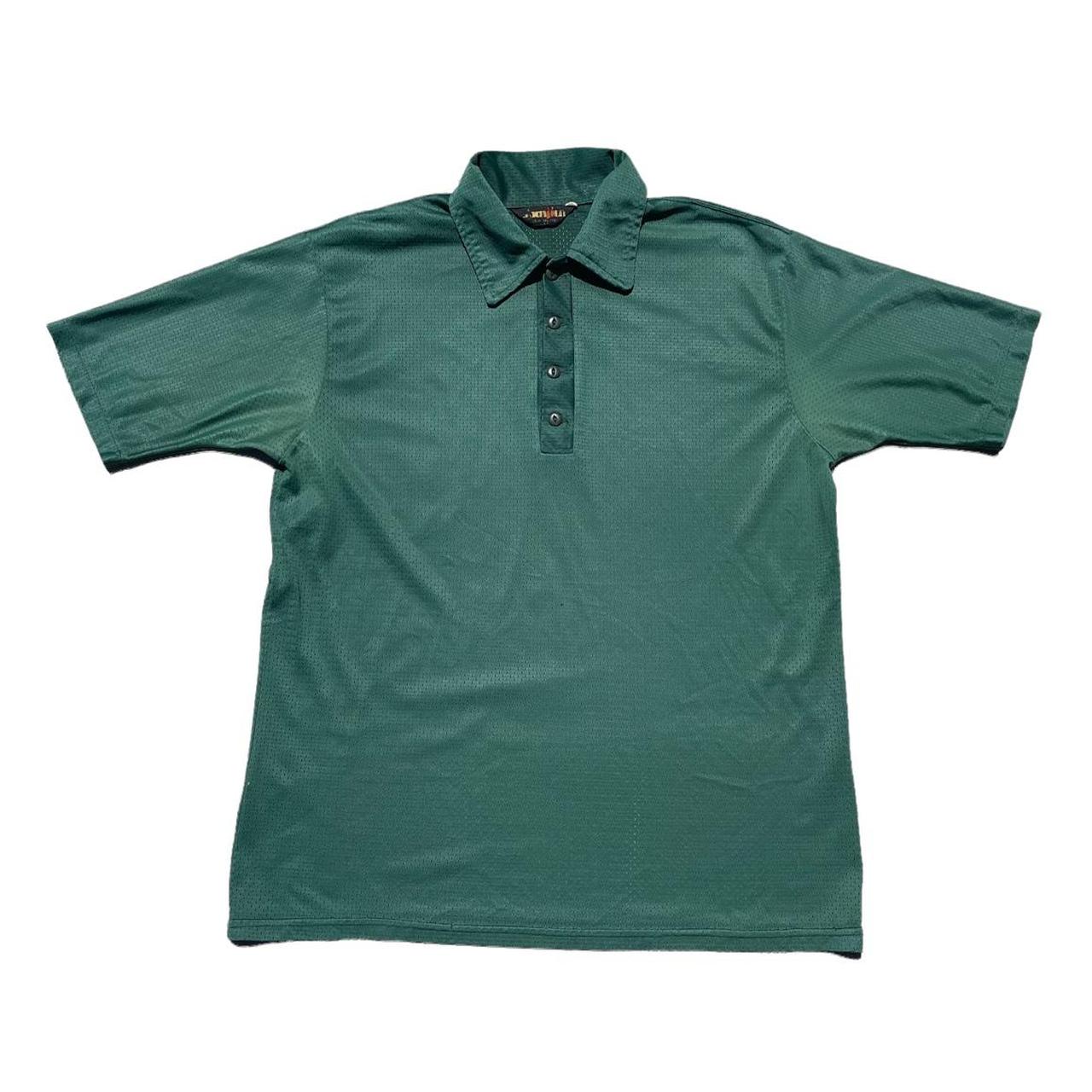 Vintage forest green button up polo style jersey... - Depop