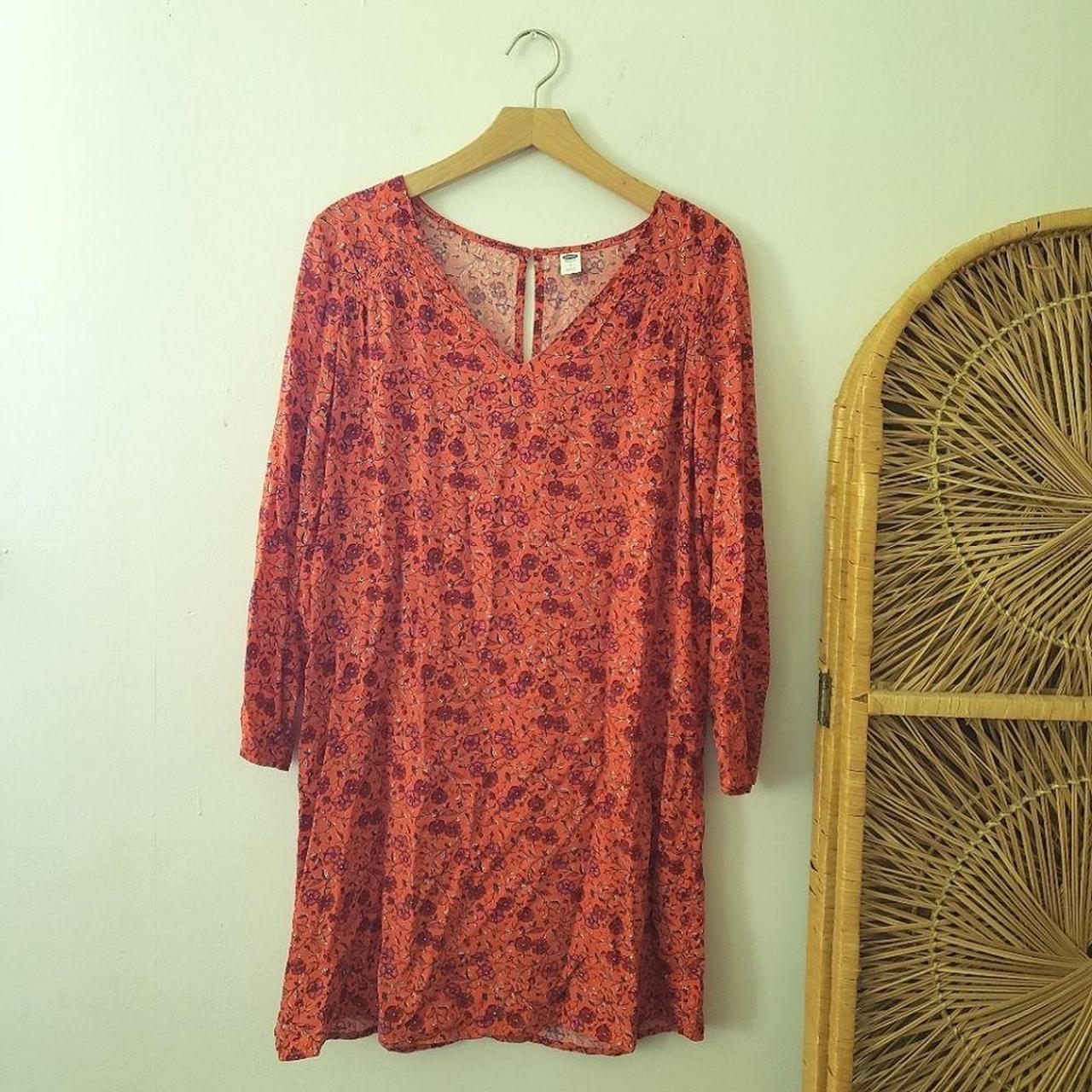 Old Navy Women's Red and Orange Dress Depop