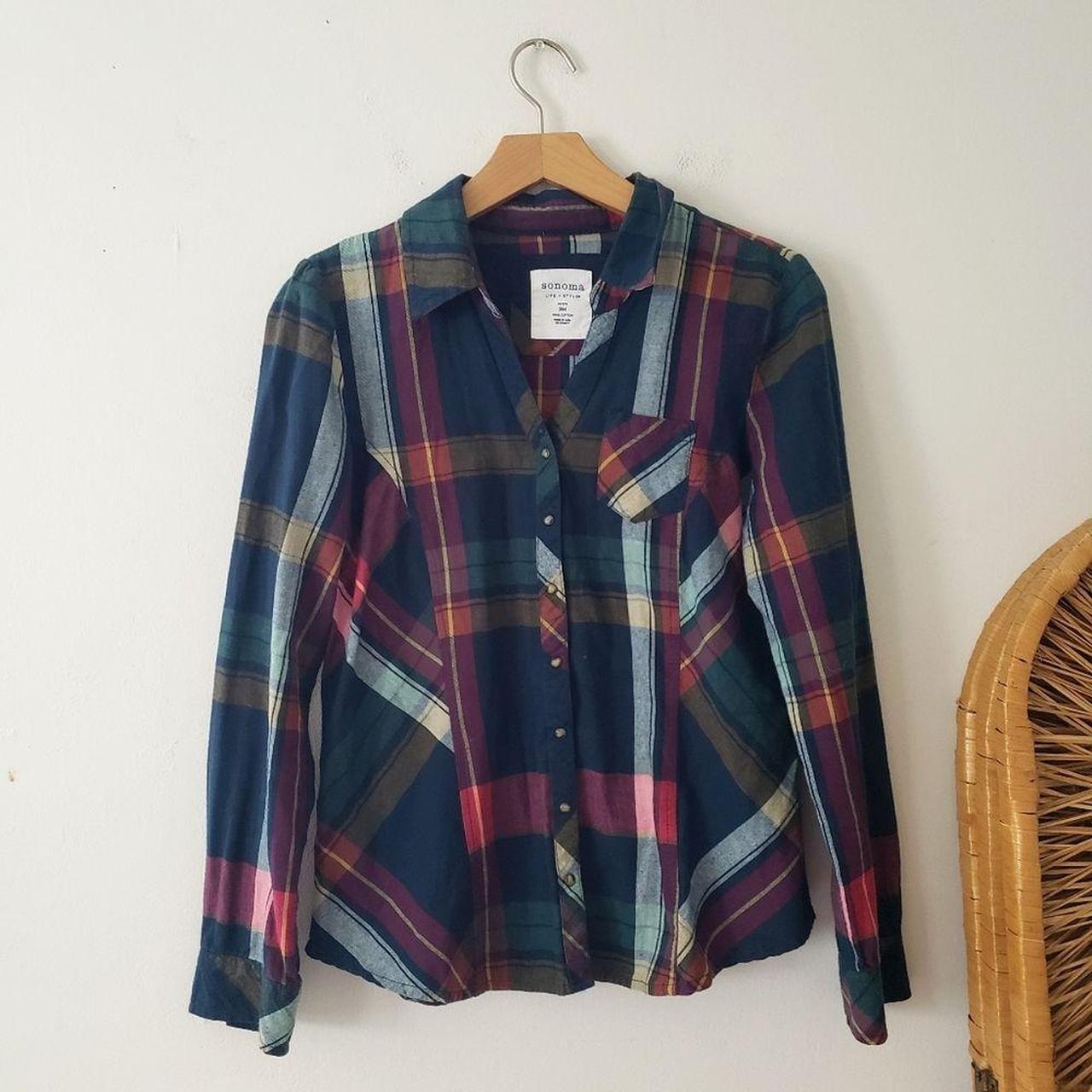 ∆ soft plaid flannel shirt from Sonoma ∆ perfect... - Depop