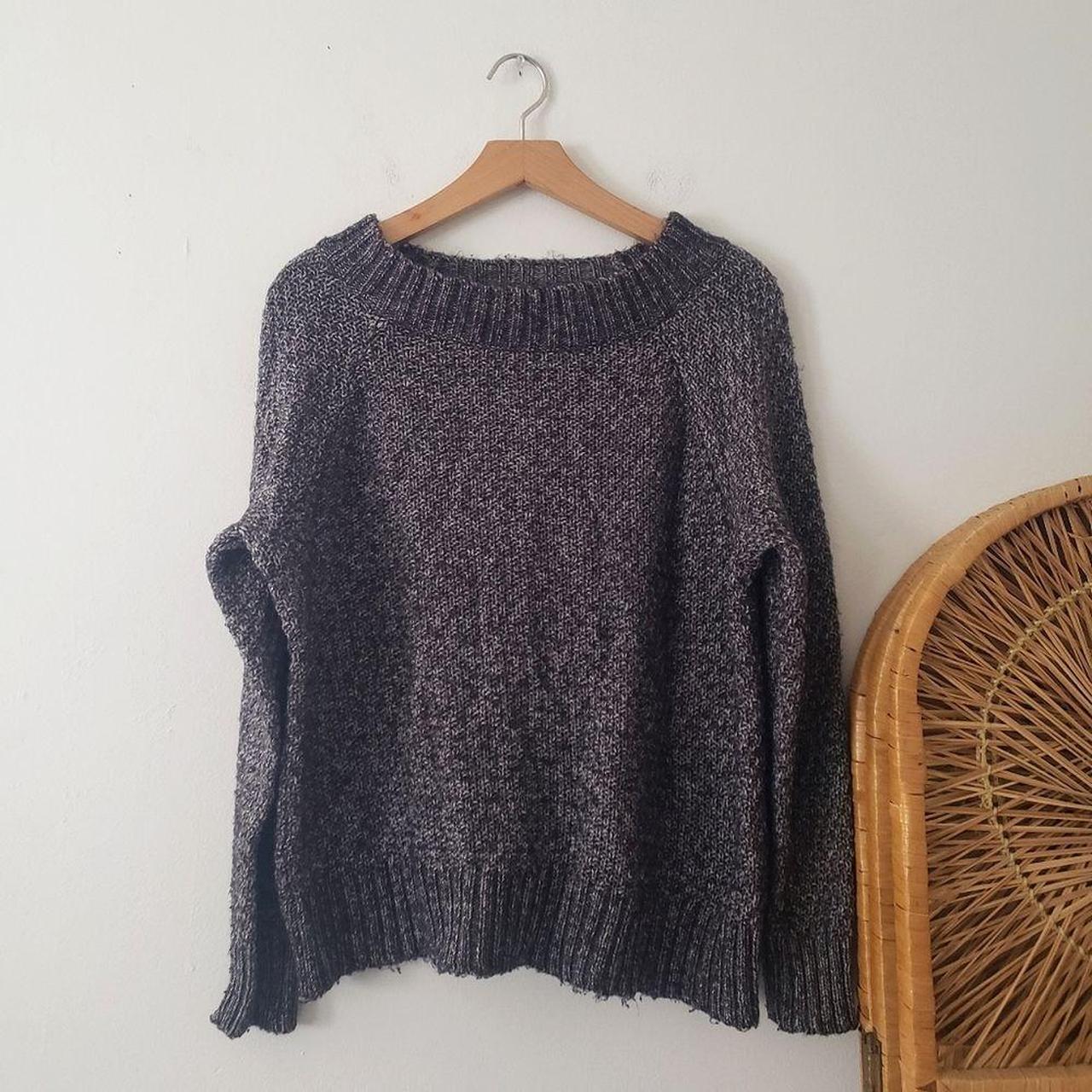 ∆ gray Chaps sweater ∆ wide neck ∆ knit ∆ long... - Depop