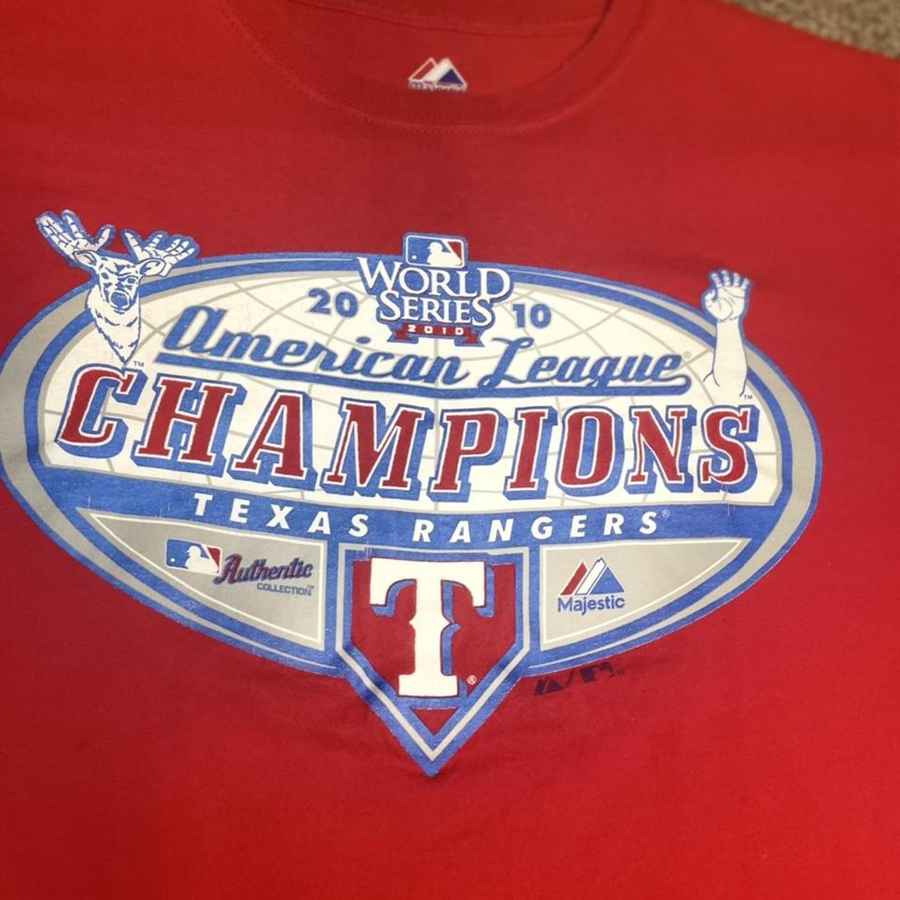 Majestic Texas Rangers 2010 World Series Red - Depop