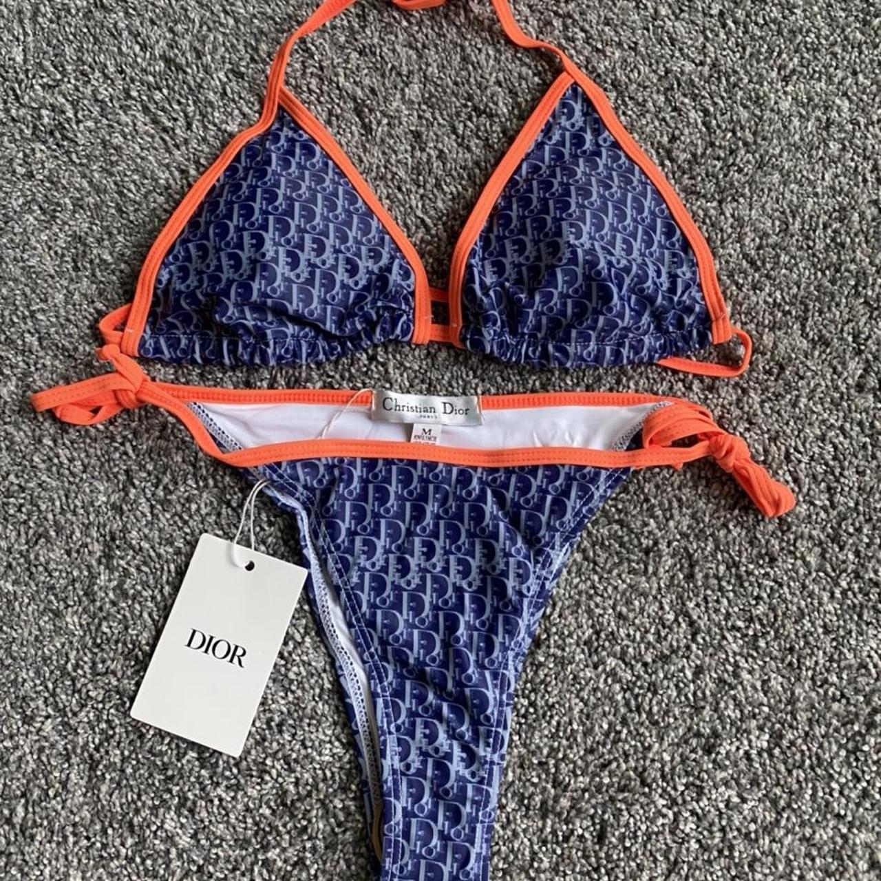 blue and orange dior bikini