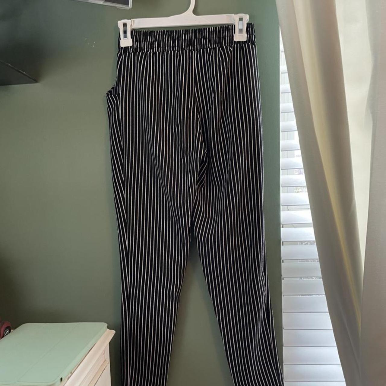 Shein black and white striped tapered pants. Size... - Depop