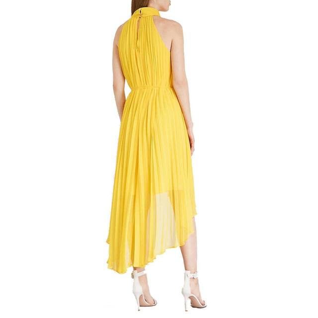 ted baker nadette pleated high low dress in yellow