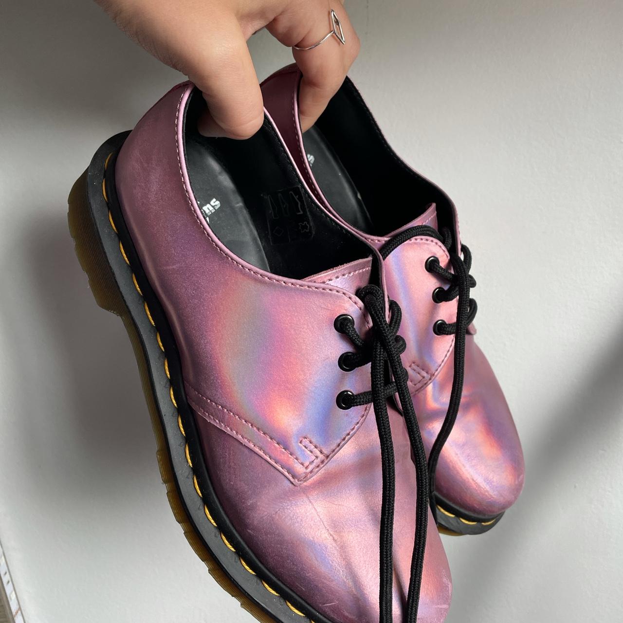 Pink holographic doc martens in very good condition.... - Depop
