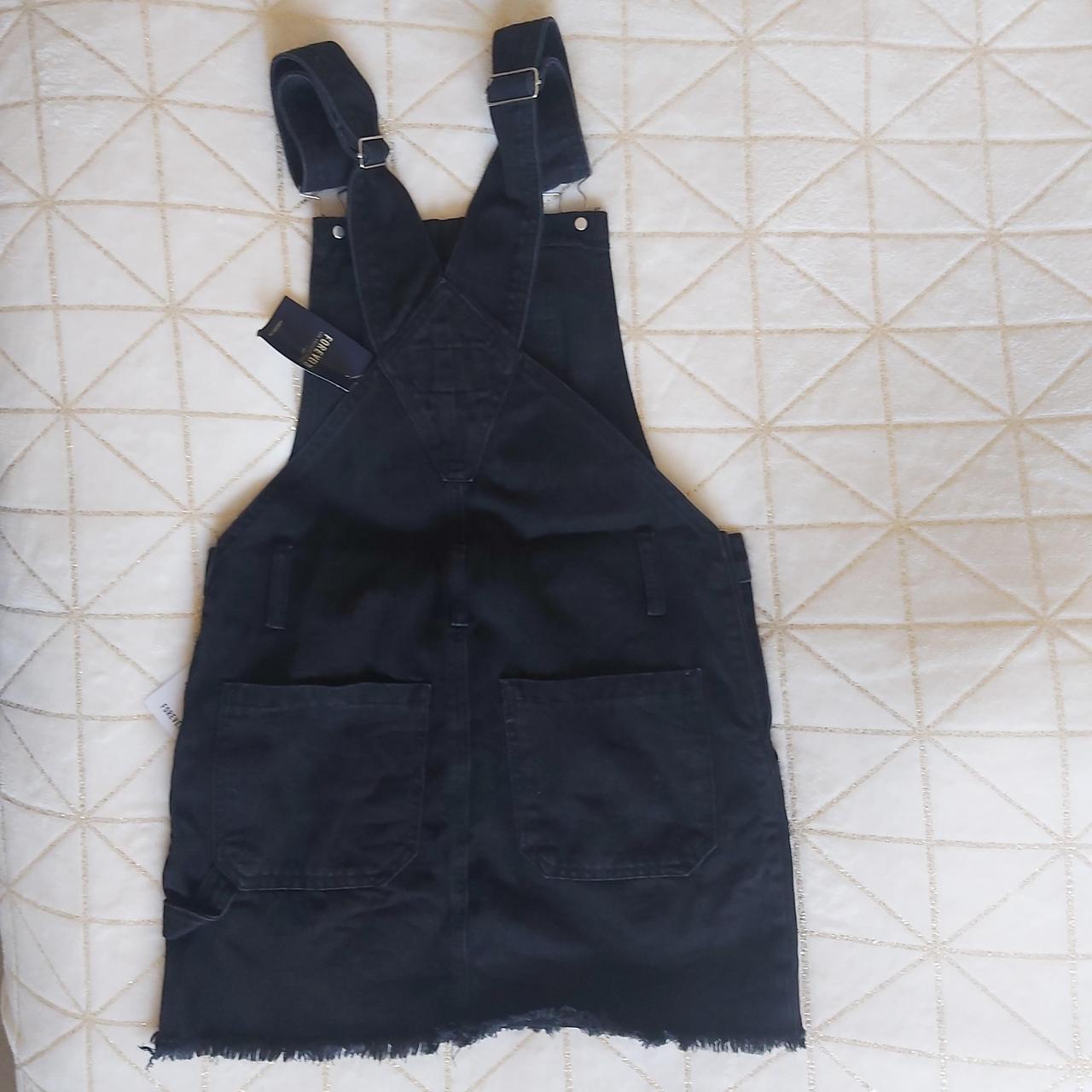 OVERALL/ DUNGAREE DENIM DRESS IN BLACK BRAND NEW... - Depop