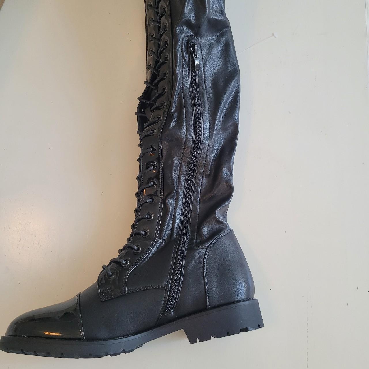 NEW AZALEA WANG Retntion Thigh High Lace Up Boots... - Depop