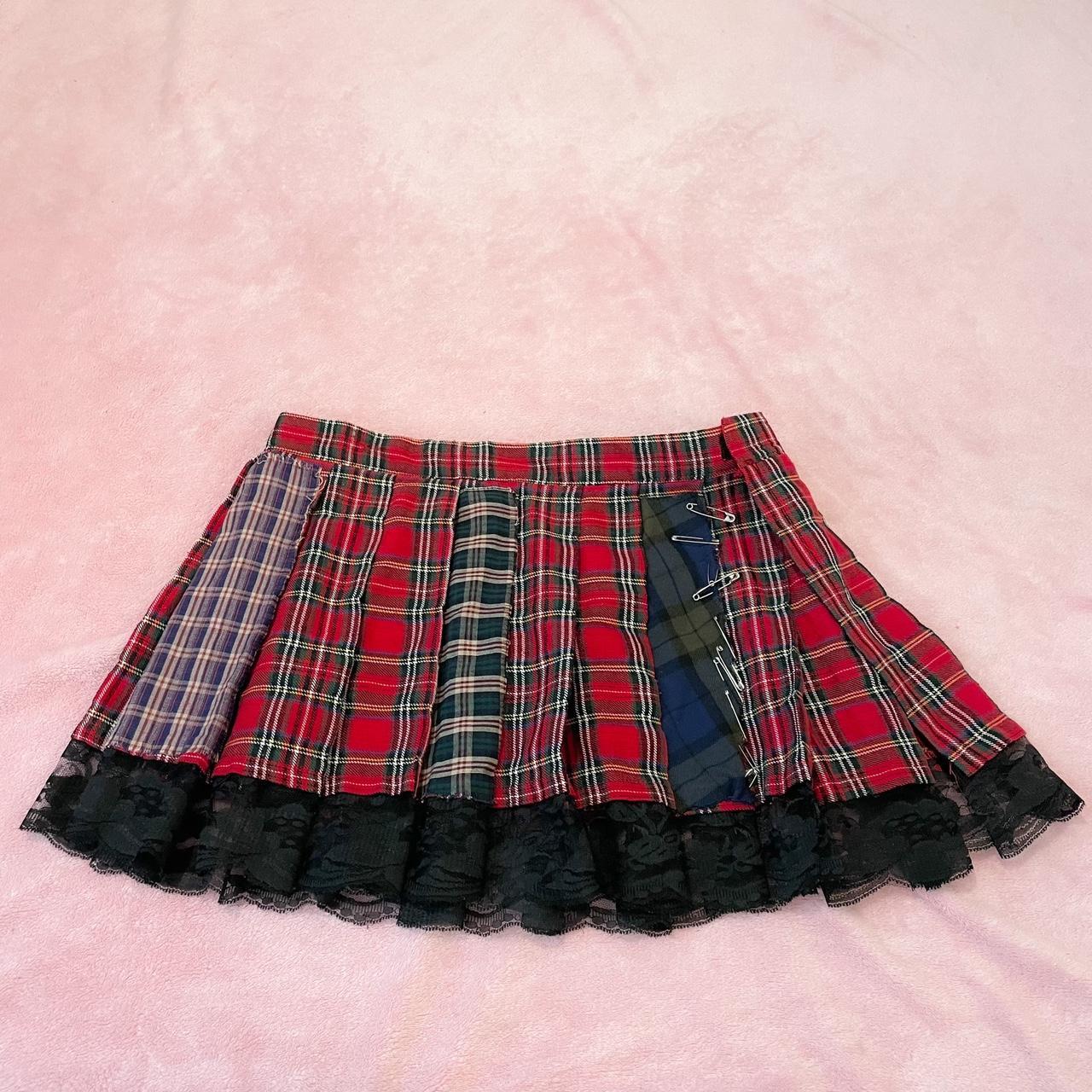 Women's Red and Black Skirt Depop