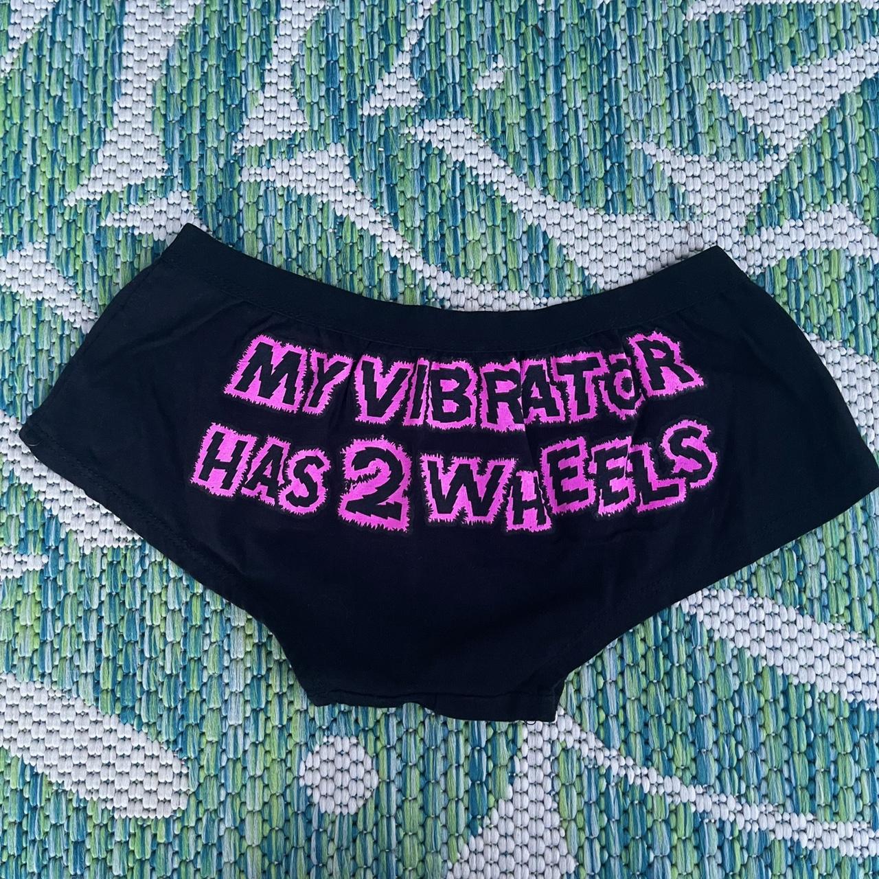 Bimbocore biker cheeky underwear “my vibrator has 2 - Depop