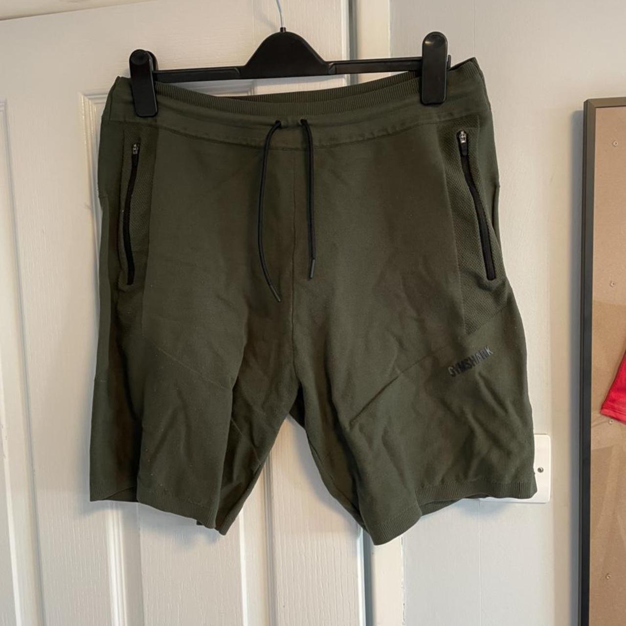 Gym Shark gym shorts in green with drawstring waist.... - Depop