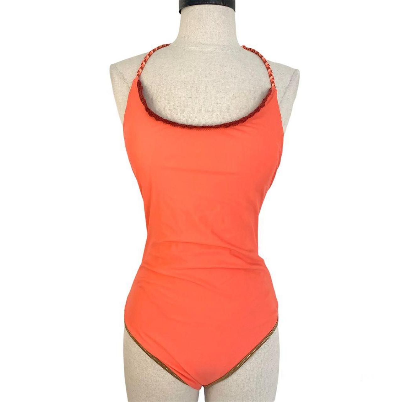 Aerie Cheeky One Piece Swimsuit in coral orange with... - Depop