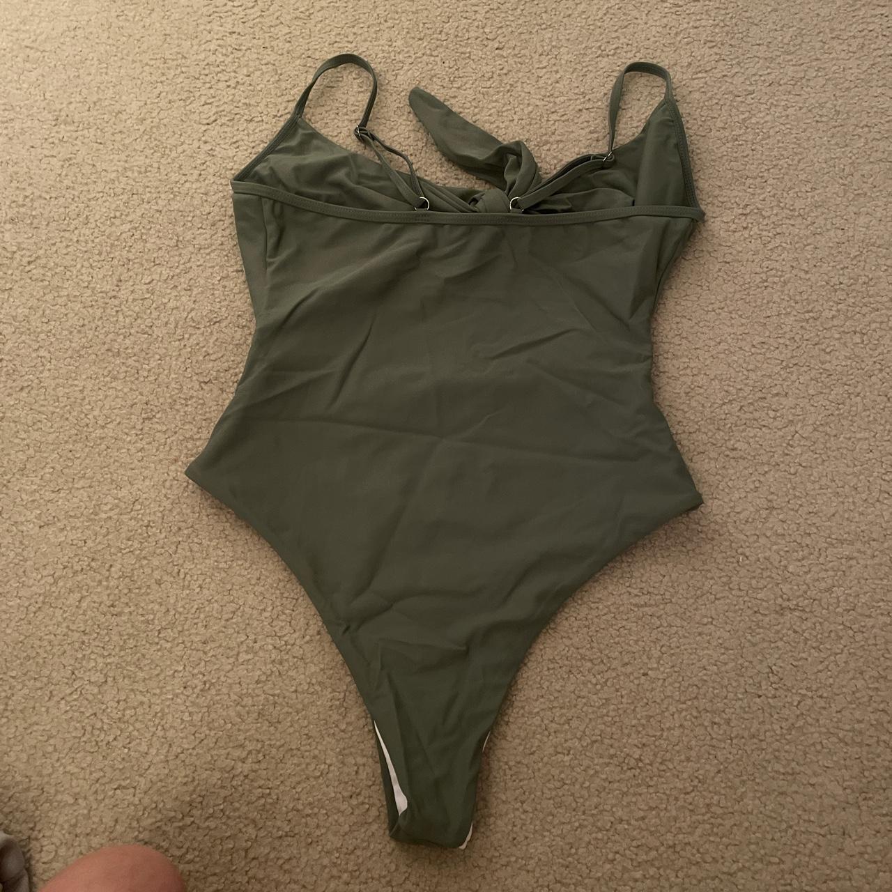 Olive Green One-piece Swimsuit - High-cut - Stomach... - Depop