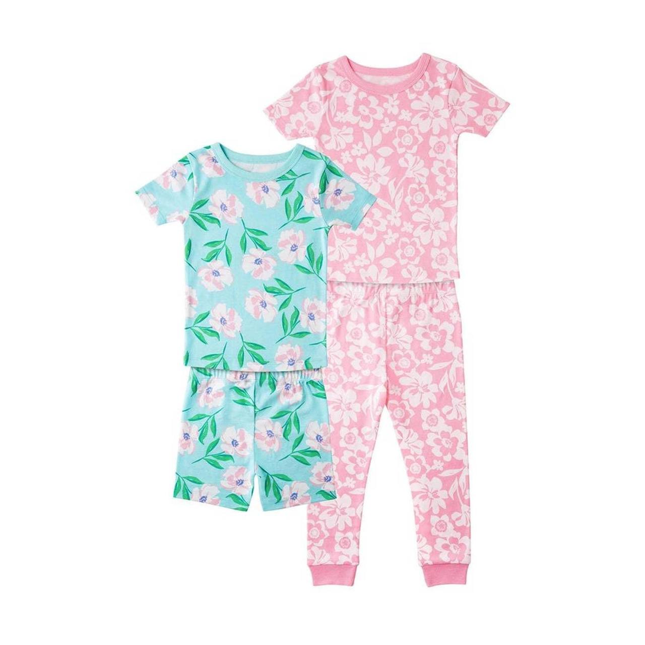 2 Sets of Girls Pajamas Flowers - Size 2T Fabric:... - Depop