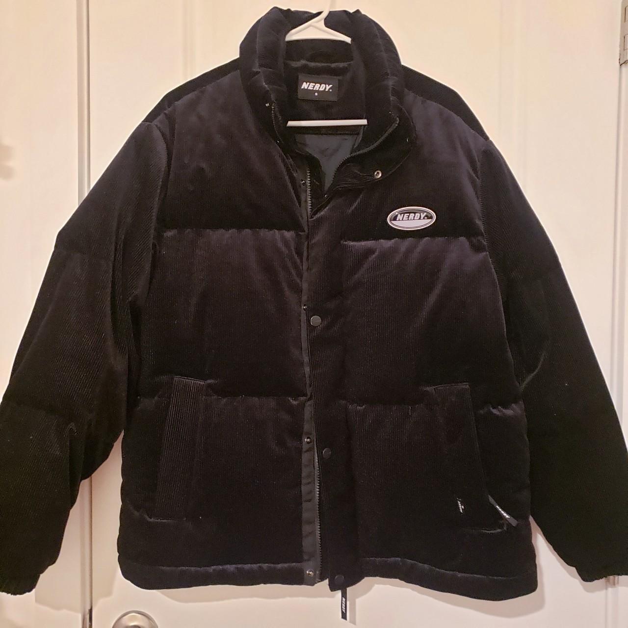 NERDY corduroy velvet down jacket black. Size Small. | Depop