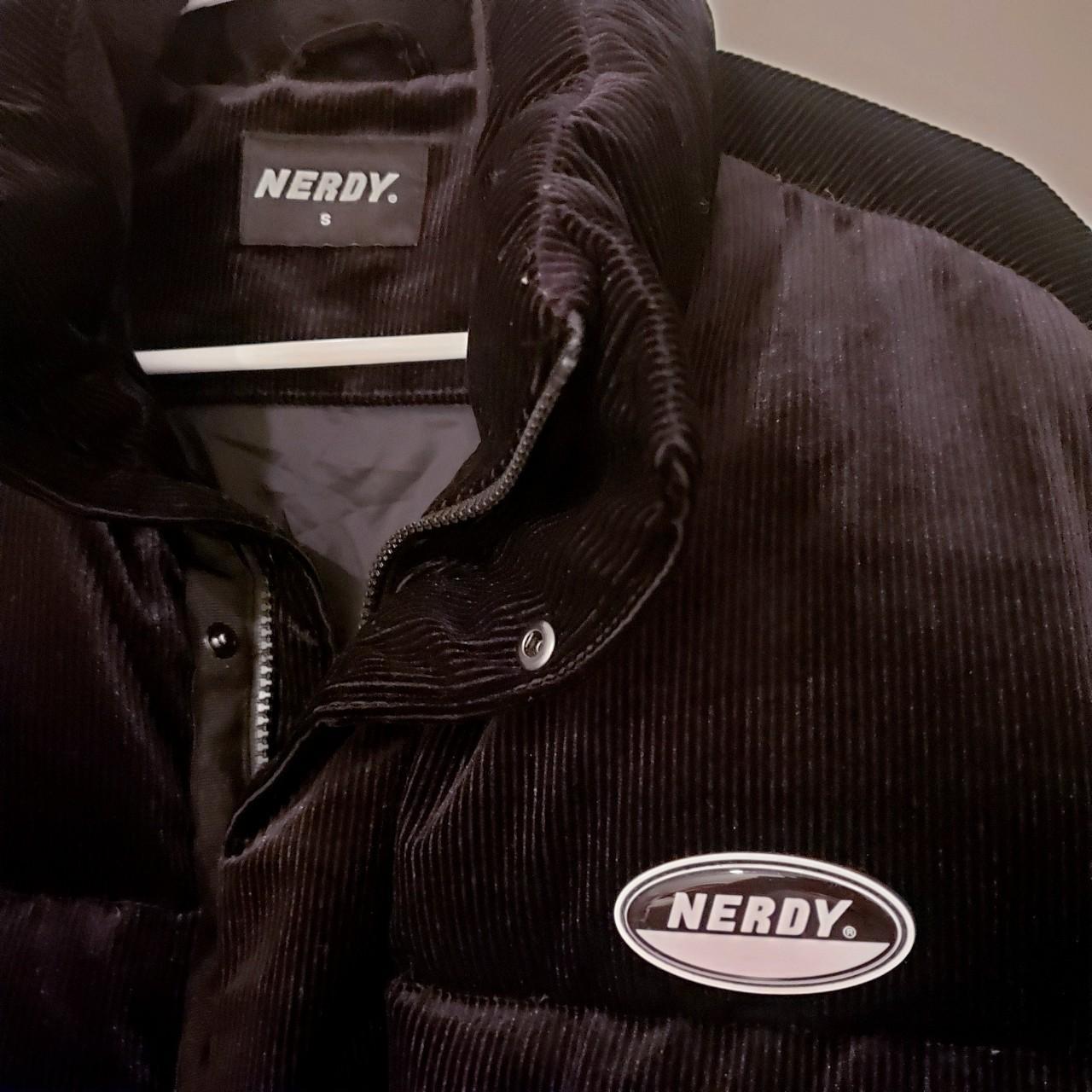 NERDY corduroy velvet down jacket black. Size Small....