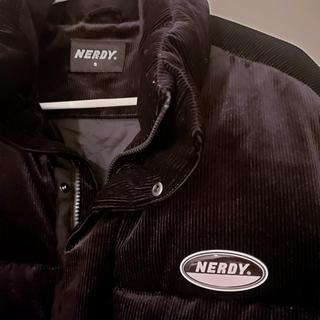 NERDY corduroy velvet down jacket black. Size Small.... - Depop