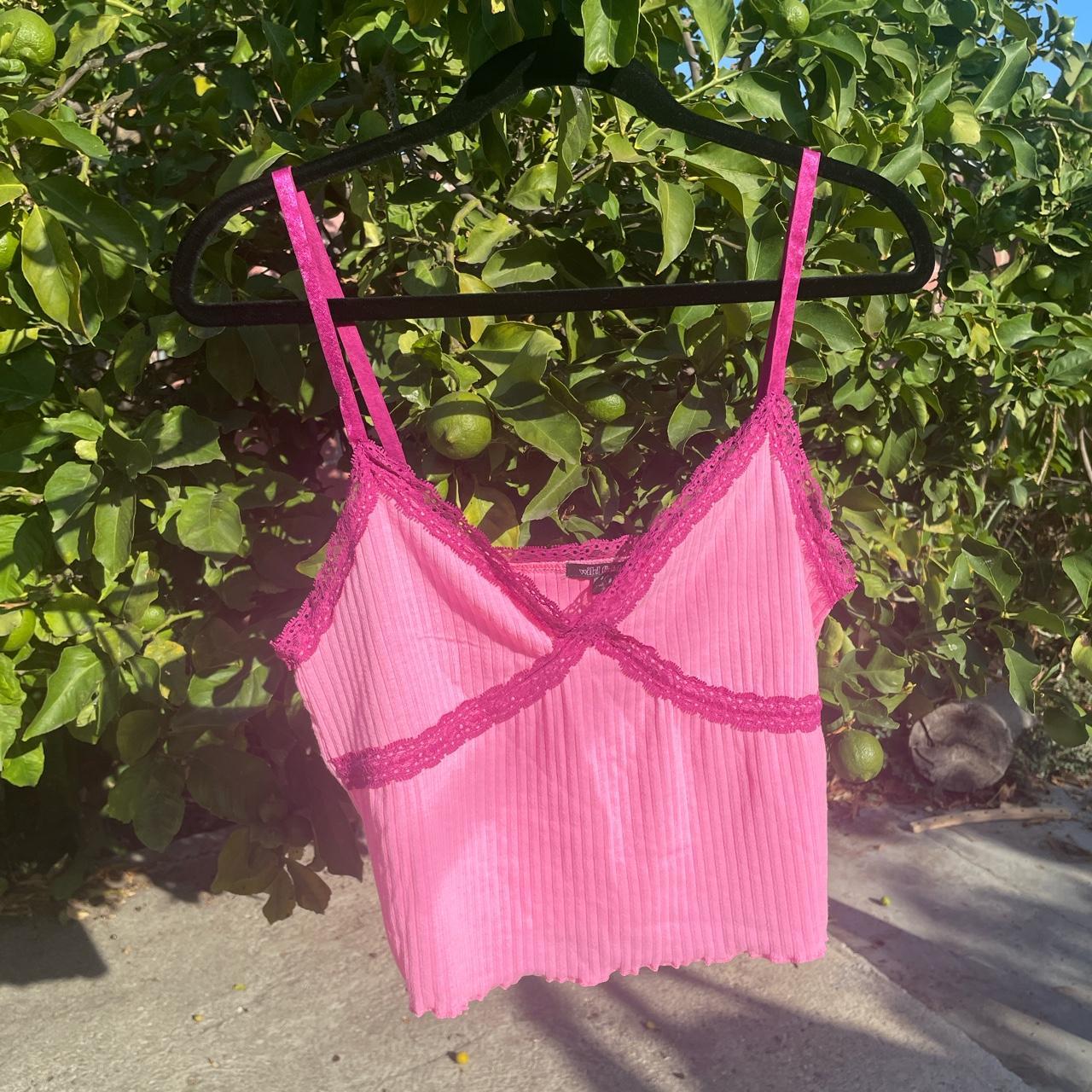 Pink crop top with adjustable straps!!! In excellent... - Depop