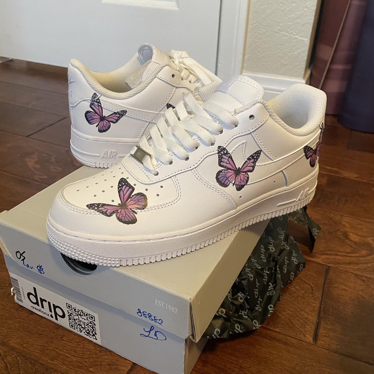 drip creationz purple butterfly af1's🦋 - slightly - Depop