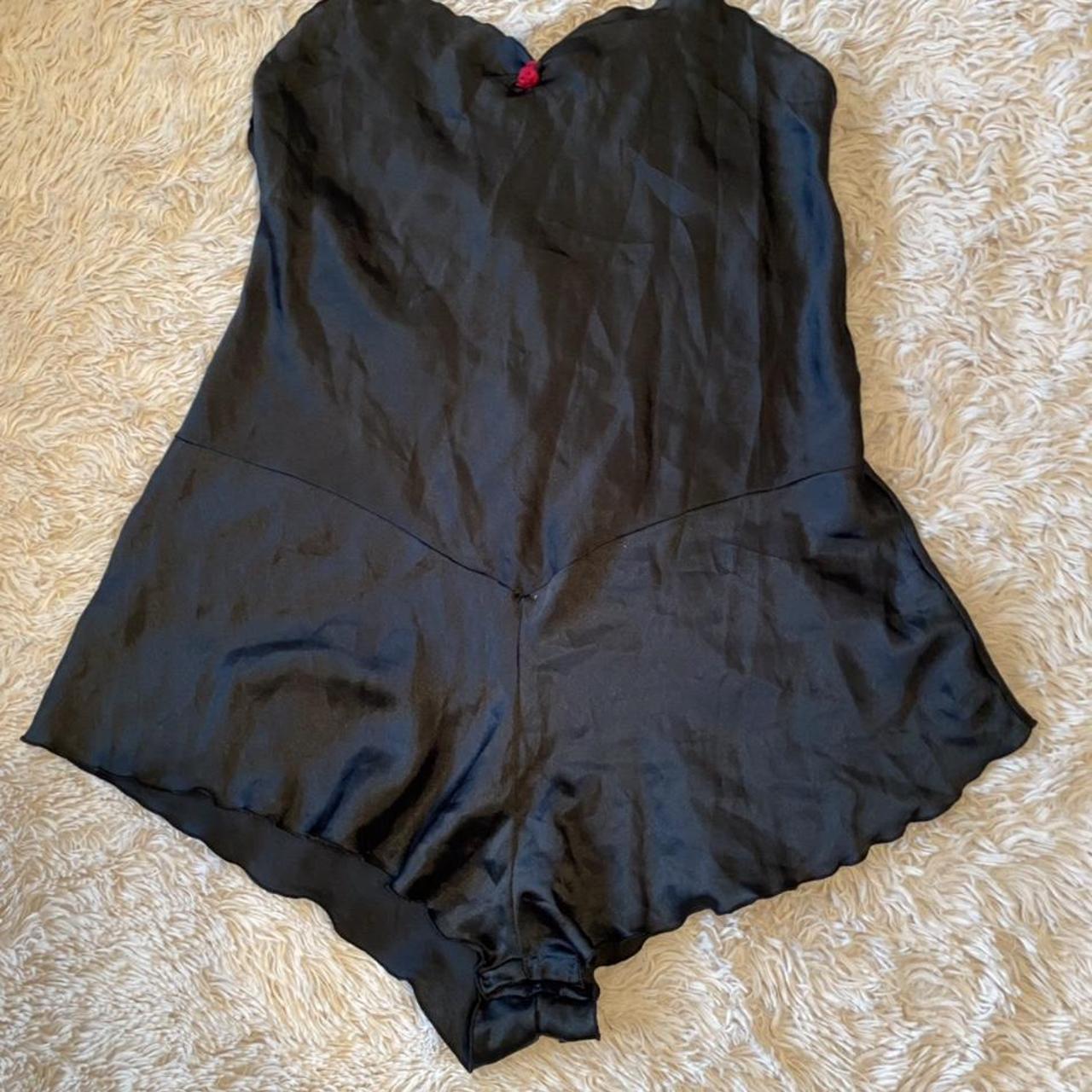 Black satin romper with matching cover up! All... - Depop