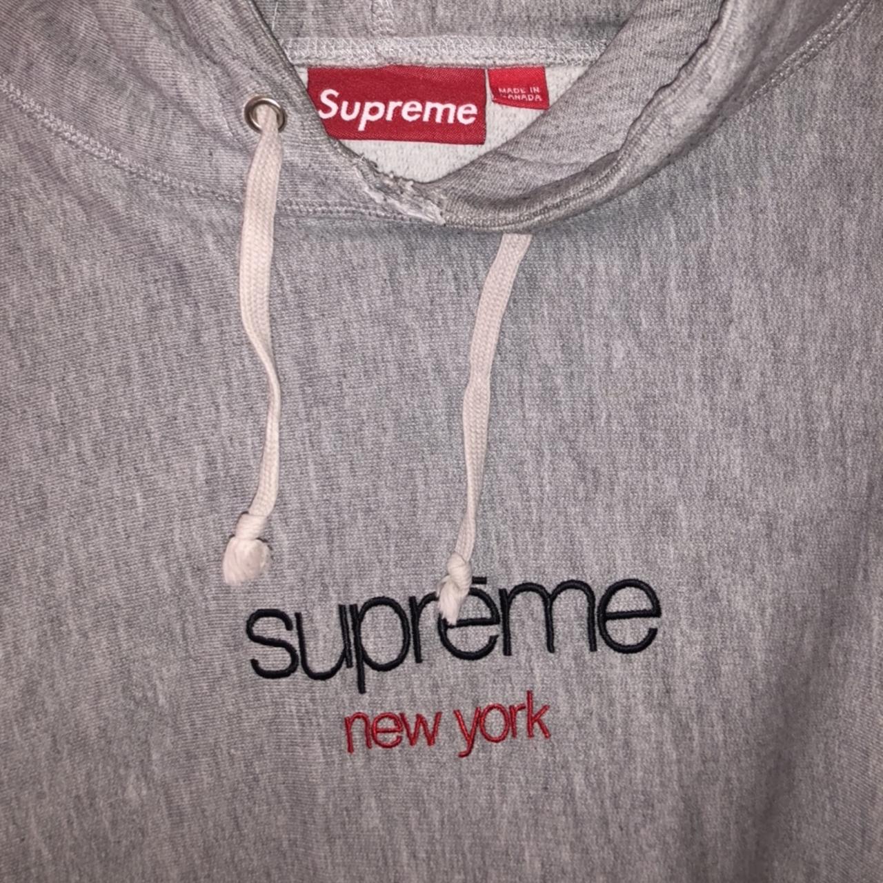 Supreme Grey Classic Logo Hoodie from SS09 Very old... - Depop