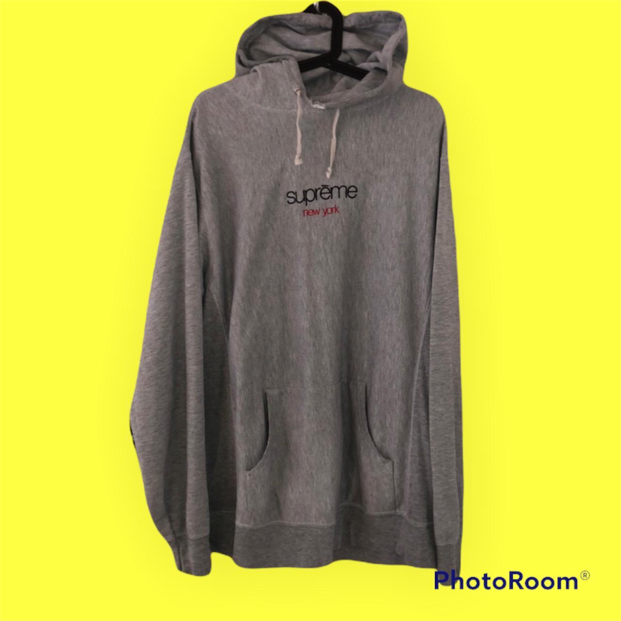 Supreme Grey Classic Logo Hoodie from SS09 Very old... - Depop
