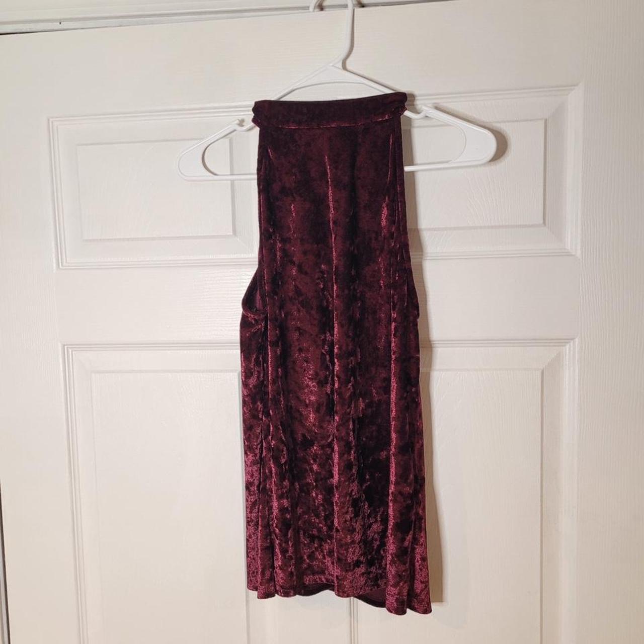 Burgundy velvet halter top - size large. Worn only... - Depop