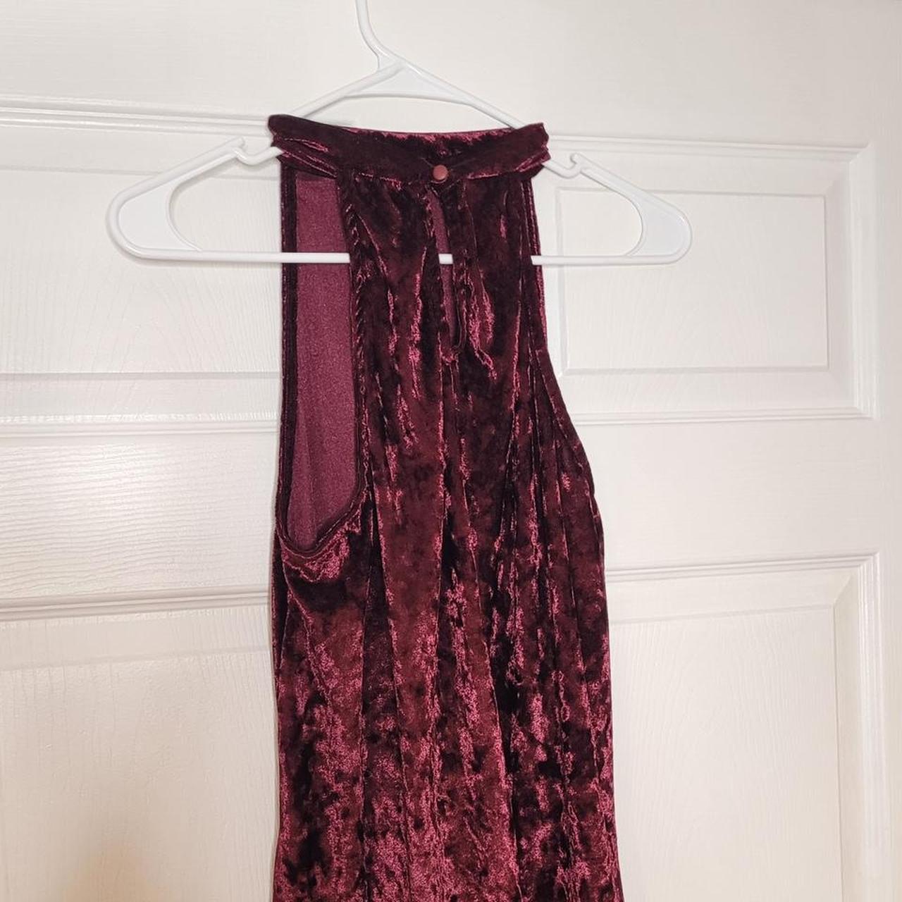 Burgundy velvet halter top - size large. Worn only... - Depop