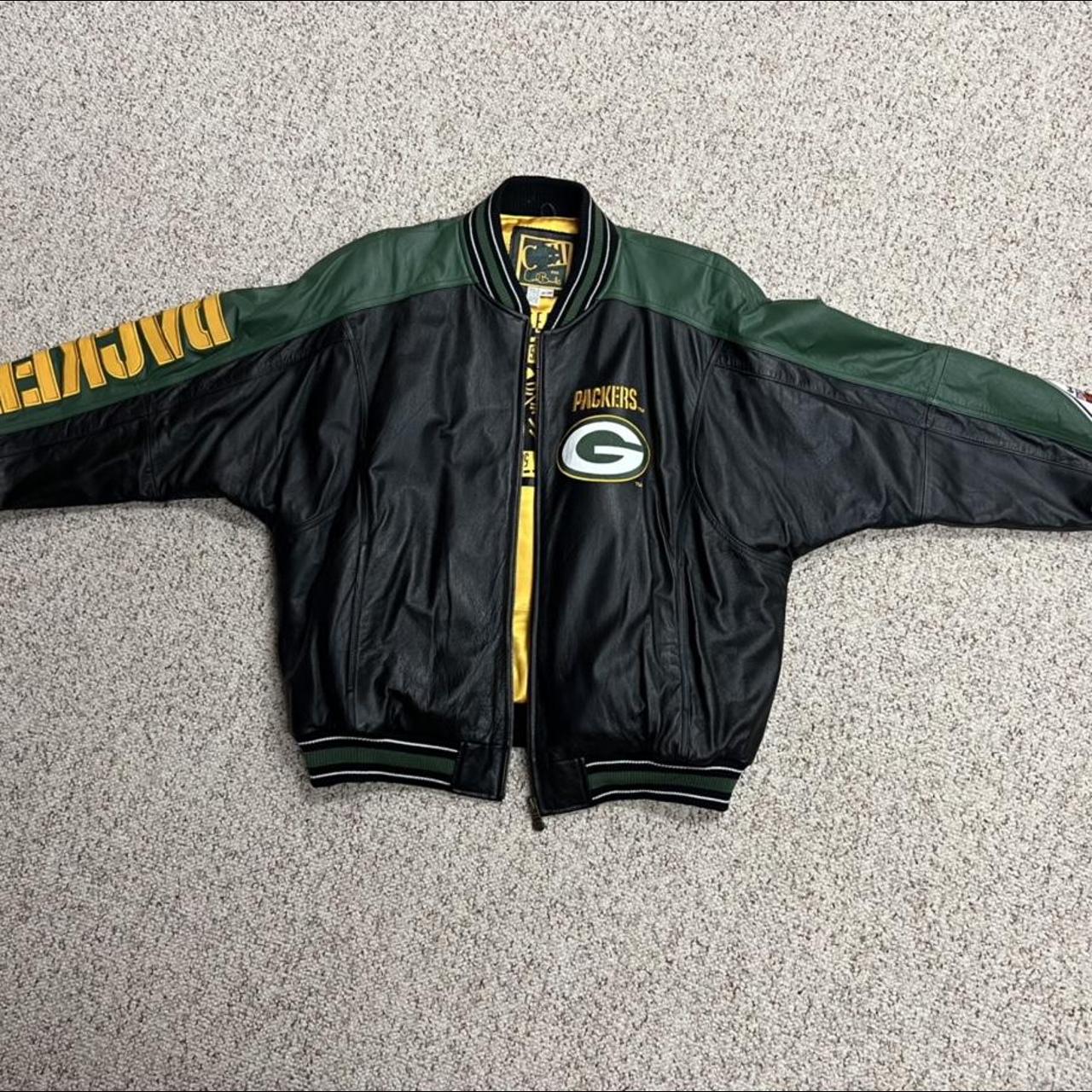 Vintage NFL Green Bay Packers Leather Jacket Size - Depop