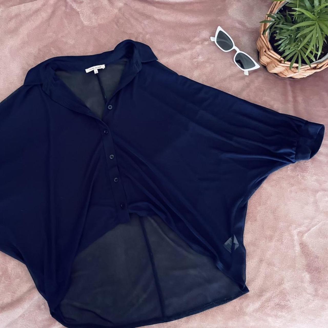 river.island See through Navy Blue swimwear shirt... - Depop