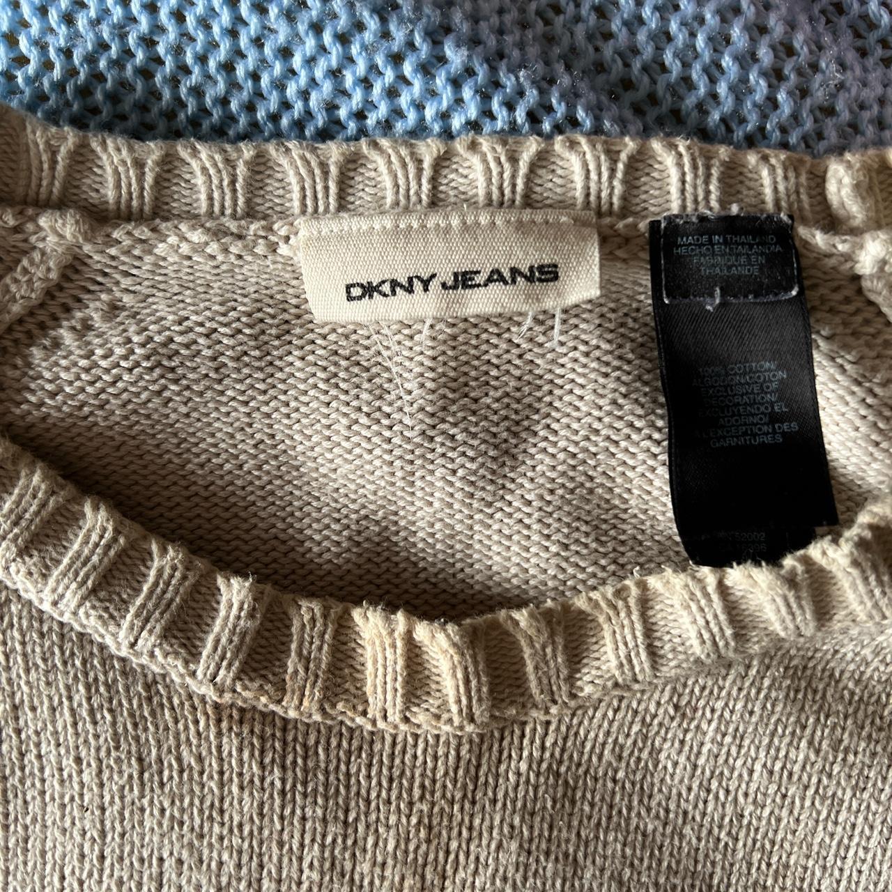 DKNY Men's Cream and Grey Jumper | Depop