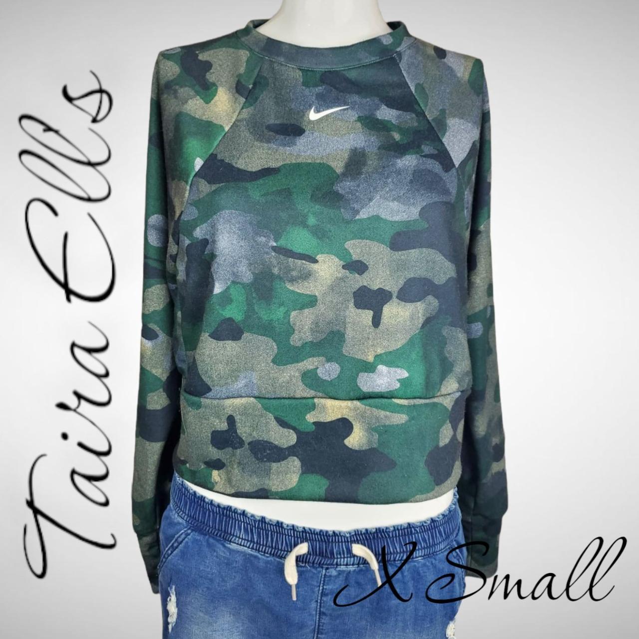 Nike Rebel Cropped Camo Crewneck Pullover Sweatshirt Depop