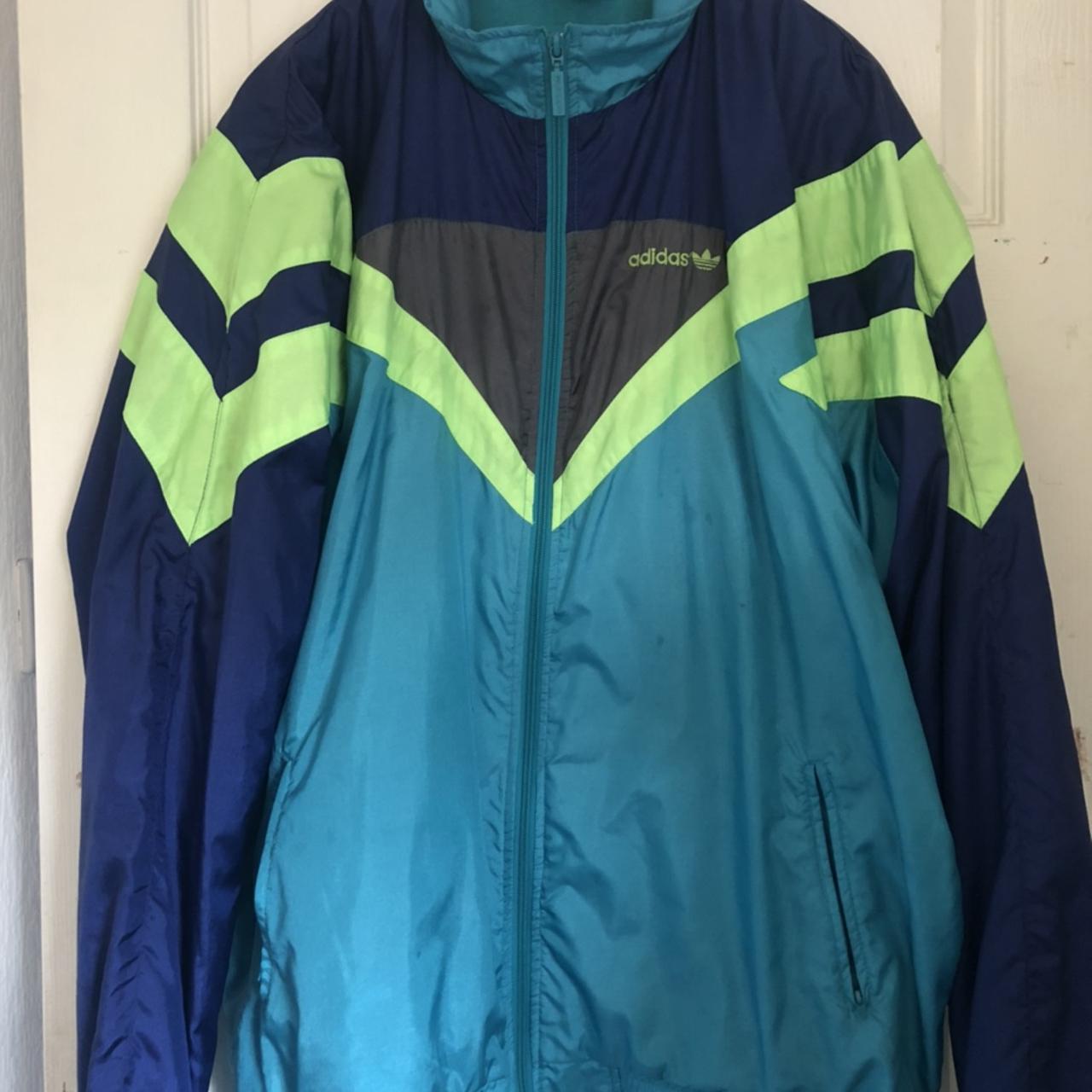 DISCOUNTED: Vintage neon adidas D8 F192 jacket, size... - Depop