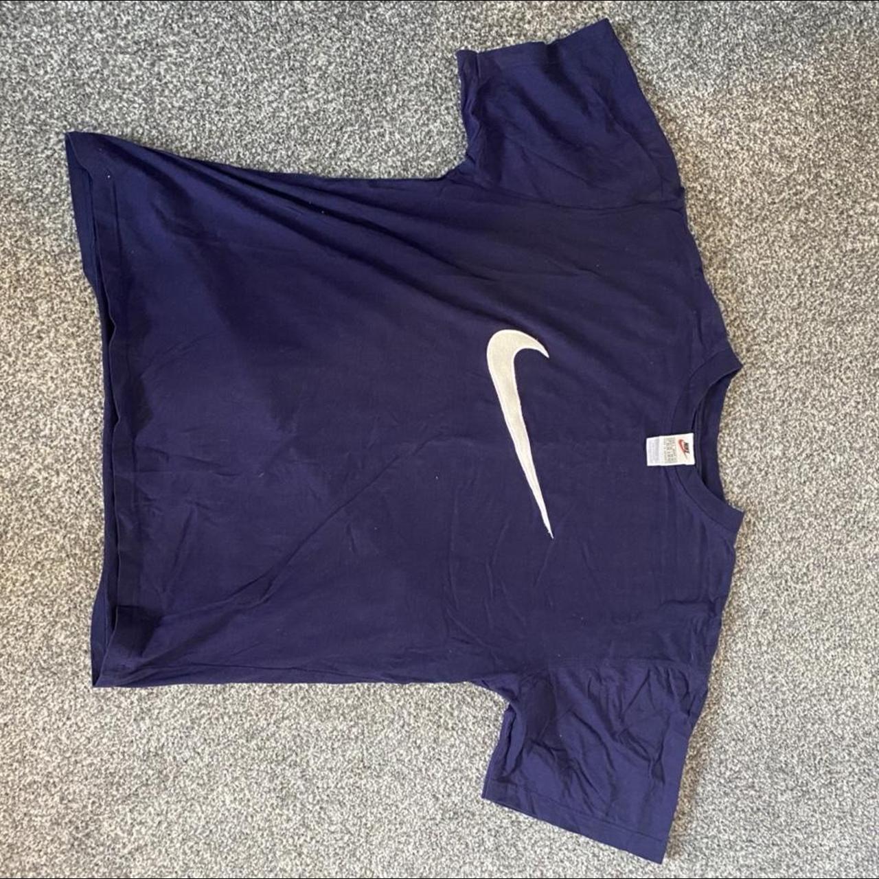 Vintage Nike T-shirt with embroidered wool swoosh.... - Depop