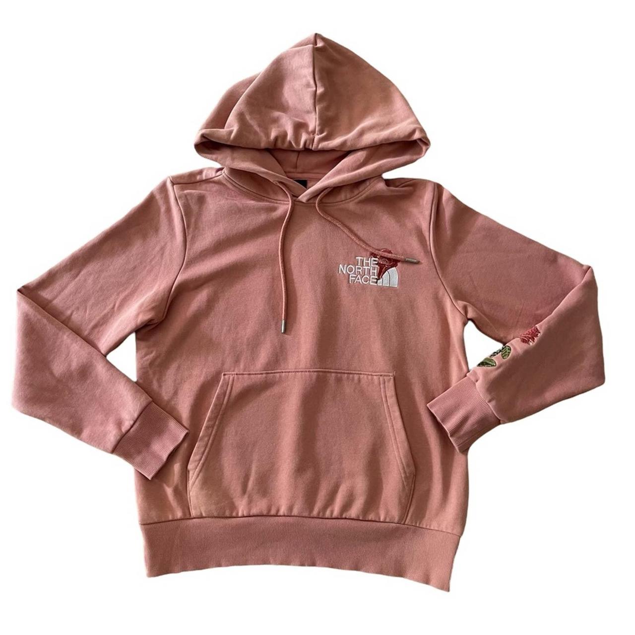pink clay north face hoodie